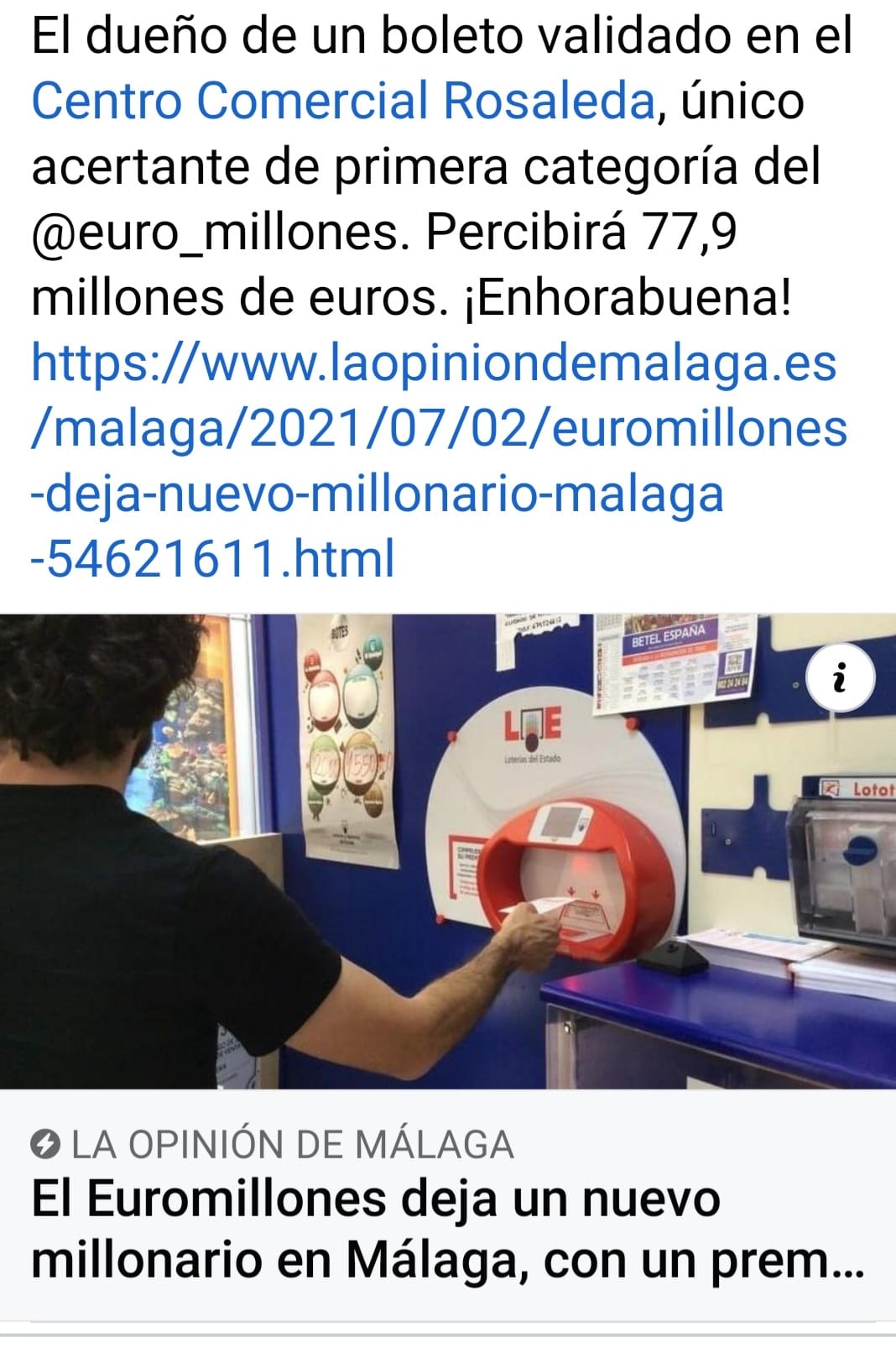 noticia sobre euromillon en malaga